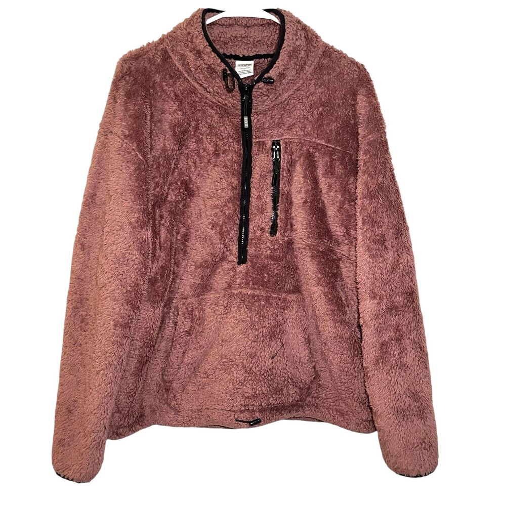 Victoria’s Secret Pink Teddy Fleece Sweater Pullover Sherpa Half Zip Women L